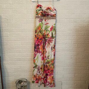 Gorgeous sparkly Cache tropical floral dress crystal empire waist